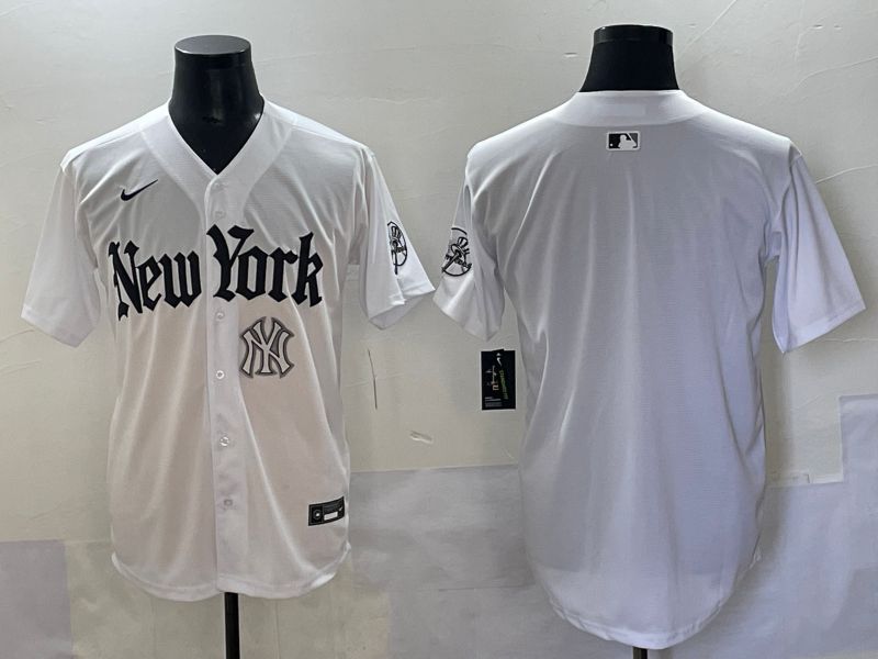Men 2025 New York Yankees Blank White Five generations Joint Name Nike MLB Jersey style 109->new york yankees->MLB Jersey